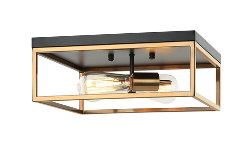 Matteo Lighting Clarke 2 Light Ceiling Mount in Black Brass Gold Model: M15542BKAG
