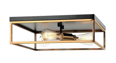 Matteo Lighting Clarke 3 Light Ceiling Mount in Black Brass Gold Model: M15543BKAG