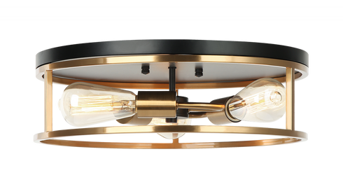 Matteo Lighting Clarke 3 Light Flush Mounts in Black Brass Gold Model: M15503BKAG