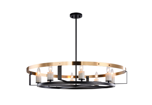 Matteo Lighting Crandle 8 Light Chandelier in Black Brass Gold Model: C82908BKAG