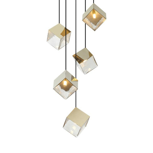 Matteo Lighting Cube 5 Light Pendants in Black Model: C30505MB
