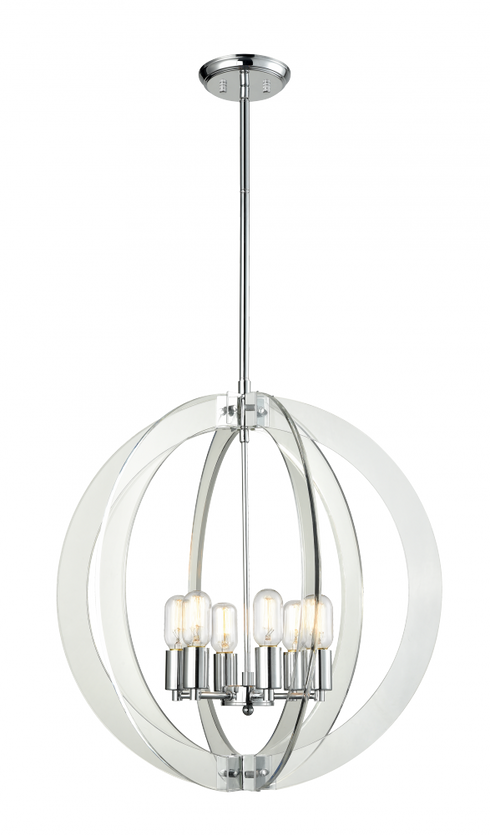 Matteo Lighting Dangle Candle 6 Light Pendant in Chrome Model: C61506CH