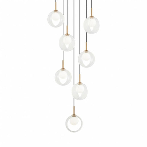 Matteo Lighting Delcia 7 Light Pendants in Combination Finishes Model: C60607AGCL