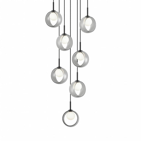 Matteo Lighting Delcia 7 Light Pendants in Combination Finishes Model: C60607AGCL