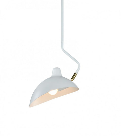 Matteo Lighting Droid in White and Brushed Gold Pendant Model: C57901WH