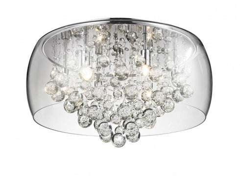 Matteo Lighting Glass-Encased Bubble Droplet 6 Light Ceiling Mount in Chrome Model: M31004