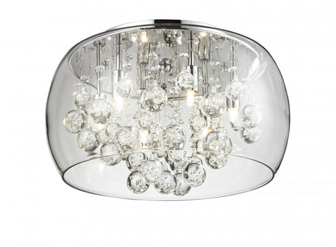 Matteo Lighting Glass-Encased Bubble Droplet 6 Light Ceiling Mount in Chrome Model: M31006