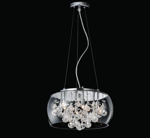 Matteo Lighting Glass-Encased Bubble Droplet 6 Light Pendant in Chrome Model: M21006