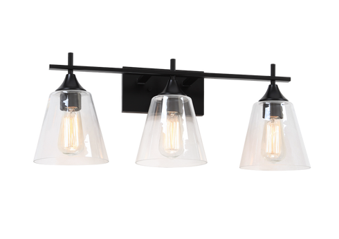 Matteo Lighting Hollis 3 Light Wall Sconce in Black Model: S09803BK