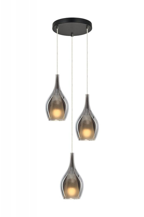 Matteo Lighting Jericho 3 Light Multi Light Pendant in Black Model: C37503MBSM