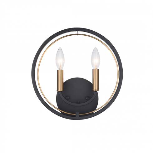 Matteo Lighting Odyssey 2 Light Wall Sconce in Black Model: W78602BK
