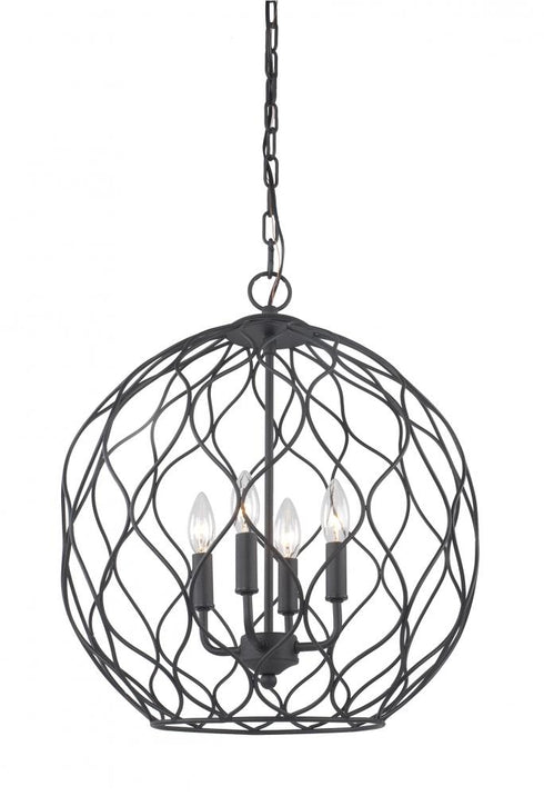 Matteo Lighting Parisian Mesh 4 Light Pendant in Black Model: C54404MB