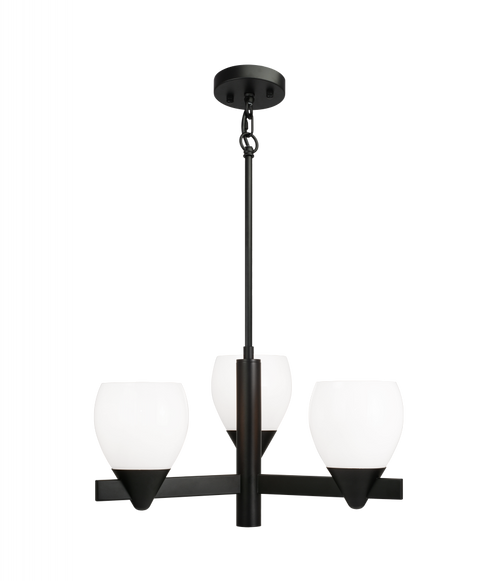 Matteo Lighting Reya 3 Light Pendant in Black Model: C74003BK