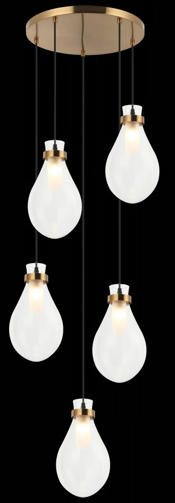 Matteo Lighting Seranna 5 Light Pendants in Combination Finishes Model: C31905AG