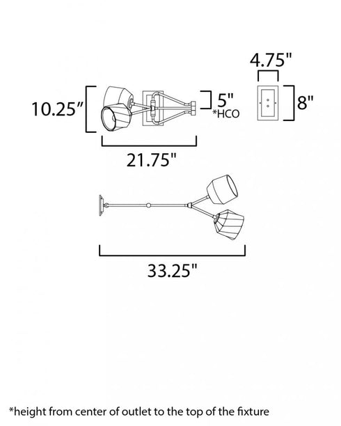Maxim Akimbo Wall Sconce in Dark Bronze/Antique Brass Finish Model: 28272DBZAB