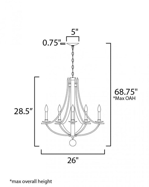 Maxim Basque Chandelier in Driftwood/Anthracite Finish Model: 20345DWAR