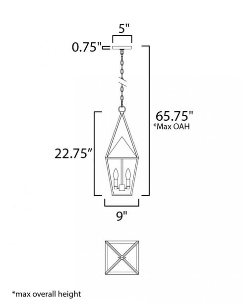 Maxim Bavaria Outdoor Pendant in Black Finish Model: 3168CLBK