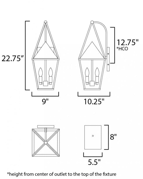 Maxim Bavaria Outdoor Wall Mount in Black Finish Model: 3166CLBK