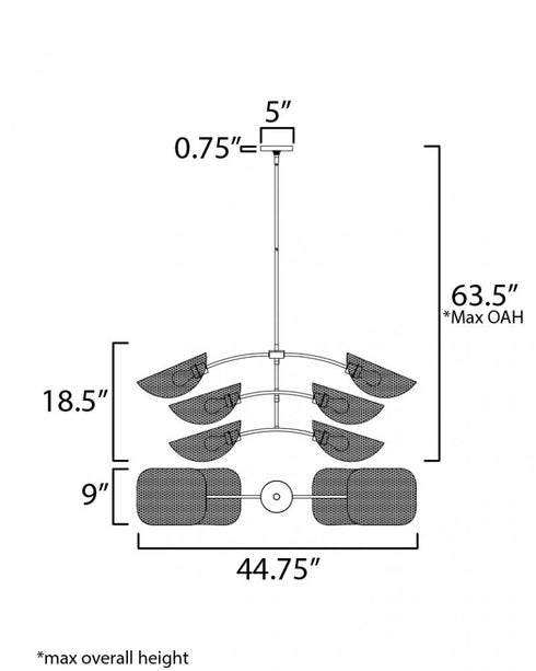 Maxim Bonnet Multi Light Pendant in Black Finish Model: 12636NABK