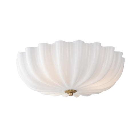 Maxim Bundt Semi Flush Mount in Whit Natural Aged Brass Finish Model: 22650WTNAB