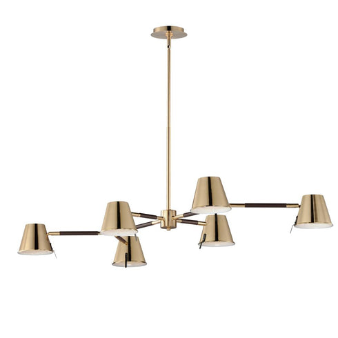 Maxim Carlo Chandelier in Dark Bronze, Leather, Heritage Brass Finish Model: 25176DBZHR