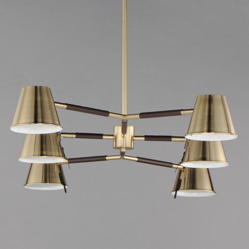Maxim Carlo Chandelier in Dark Bronze, Leather, Heritage Brass Finish Model: 25176DBZHR