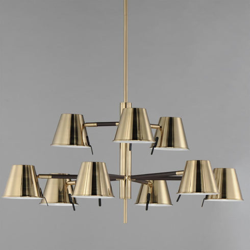 Maxim Carlo Multi Tier Chandelier in Dark Bronze, Leather, Heritage Brass Finish Model: 25179DBZHR