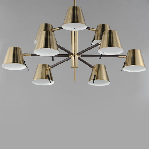 Maxim Carlo Multi Tier Chandelier in Dark Bronze, Leather, Heritage Brass Finish Model: 25179DBZHR