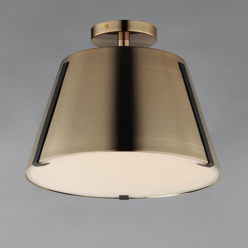 Maxim Carlo Semi Flush Mount in Dark Bronze, Leather, Heritage Brass Finish Model: 25170DBZHR