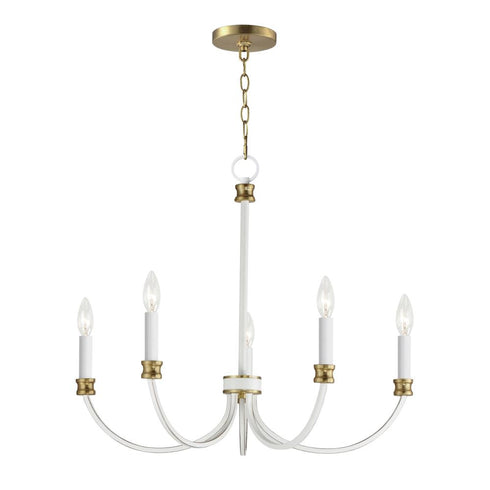 Maxim Charlton Chandelier in Weathered White/Gold Leaf Finish Model: 11375WWTGL