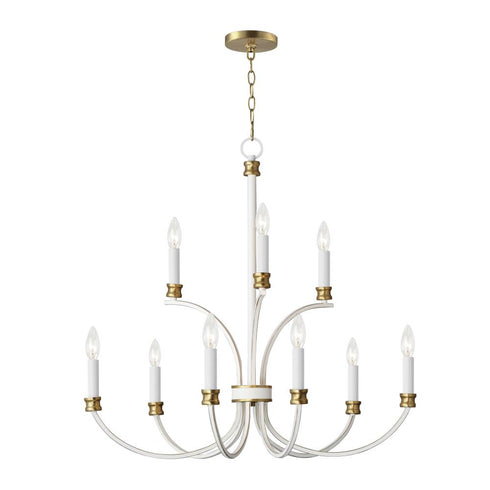 Maxim Charlton Chandelier in Weathered White/Gold Leaf Finish Model: 11377WWTGL