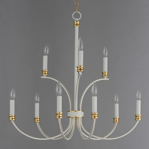 Maxim Charlton Chandelier in Weathered White/Gold Leaf Finish Model: 11377WWTGL