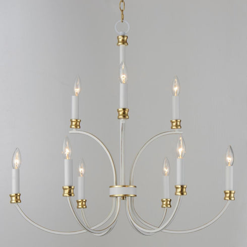 Maxim Charlton Chandelier in Weathered White/Gold Leaf Finish Model: 11377WWTGL