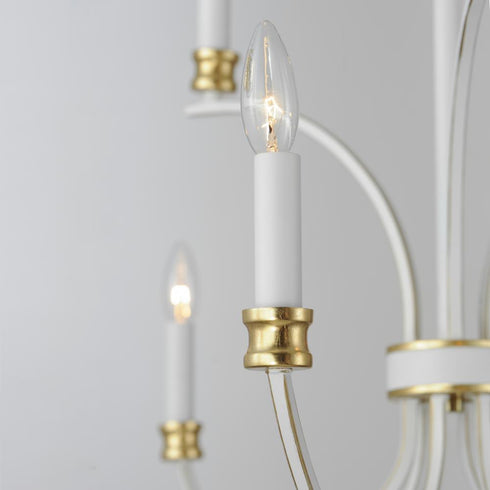 Maxim Charlton Chandelier in Weathered White/Gold Leaf Finish Model: 11377WWTGL