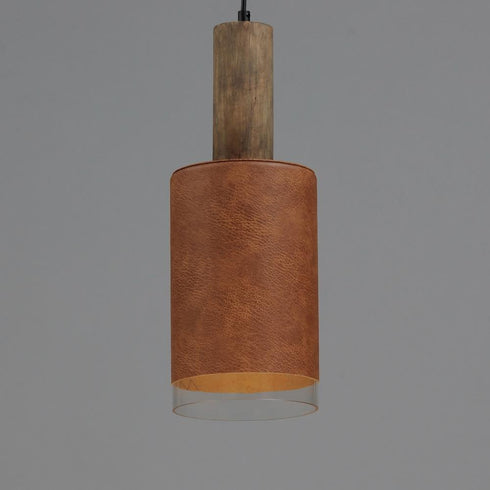 Maxim_discontinued Scout Single Pendant in Weathered Wood / Tan Leather Finish Model: 10092WWDTN