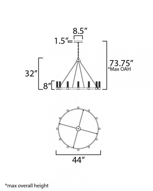Maxim Duchess Chandelier in Natural Aged Brass Finish Model: 38448IBNAB
