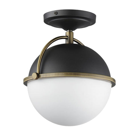Maxim Duke Semi Flush Mount in Black/Weathered Brass Finish Model: 12410SWBKWBR