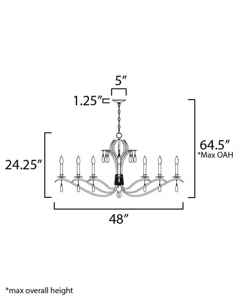 Maxim Eden Chandelier in Charcoal Gold Leaf Finish Model: 12748CHGL