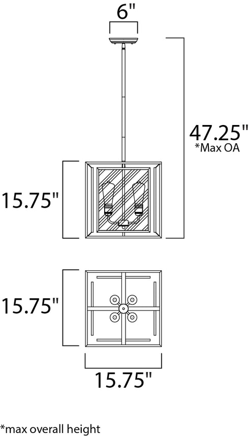 Maxim Era Multi Light Pendant in Black Finish Model: 21675CDBK