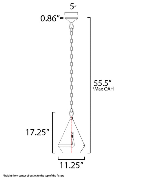 Maxim Giza Single Pendant in Satin Brass Finish Model: 10374WTSBR