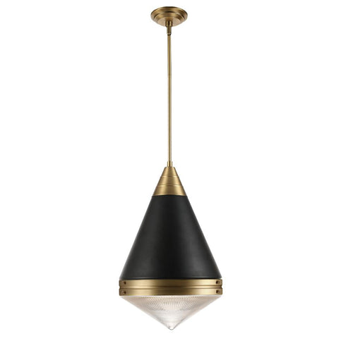 Maxim Hargreaves Single Pendant in Black / Natural Aged Brass Finish Model: 10396PRBKNAB