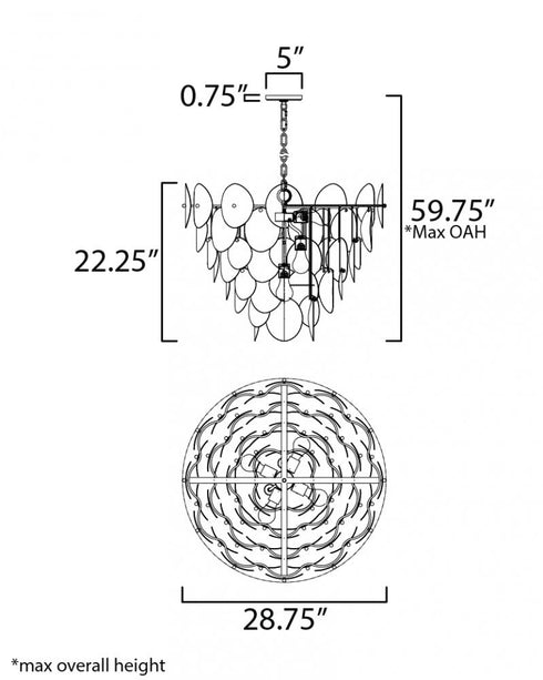 Maxim Isla Chandelier in Natural Aged Brass Finish Model: 12827WTNAB