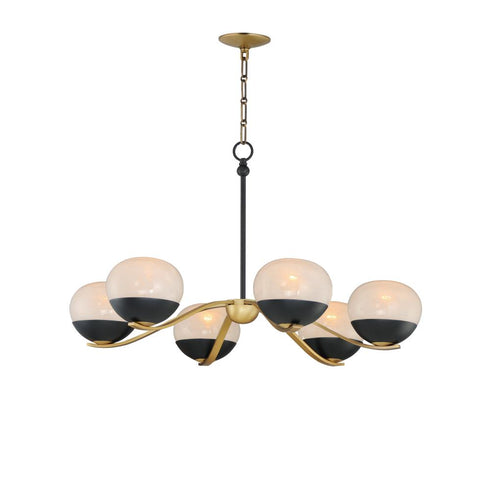Maxim Lucerne Single Tier Chandelier in Black Natural Aged Brass Finish Model: 24646MRBKNAB
