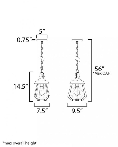 Maxim Mariner Outdoor Pendant in Black / Antique Brass Finish Model: 30621CDBKAB