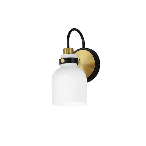 Maxim Milk Wall Sconce in Satin Brass Finish Model: 12331WTBKSBR