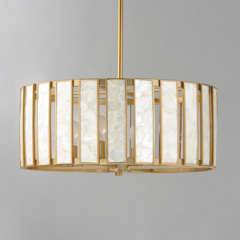 Maxim Miramar Single Pendant in Capiz / Natural Aged Brass Finish Model: 12804CZNAB
