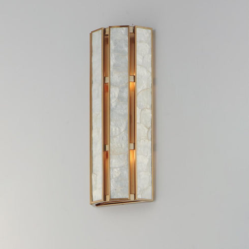 Maxim Miramar Wall Sconce in Capiz / Natural Aged Brass Finish Model: 12801CZNAB