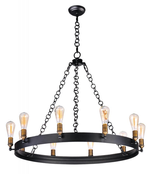Maxim Noble Chandelier in Black / Natural Aged Brass Finish Model: 26275BKNAB/BUL