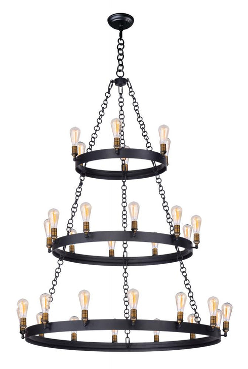 Maxim Noble Chandelier in Black / Natural Aged Brass Finish Model: 26278BKNAB/BUL