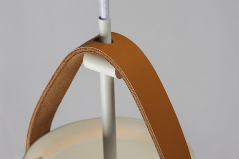 Maxim Nordic Single Pendant in Tan Leather White Finish Model: 11358TNWT